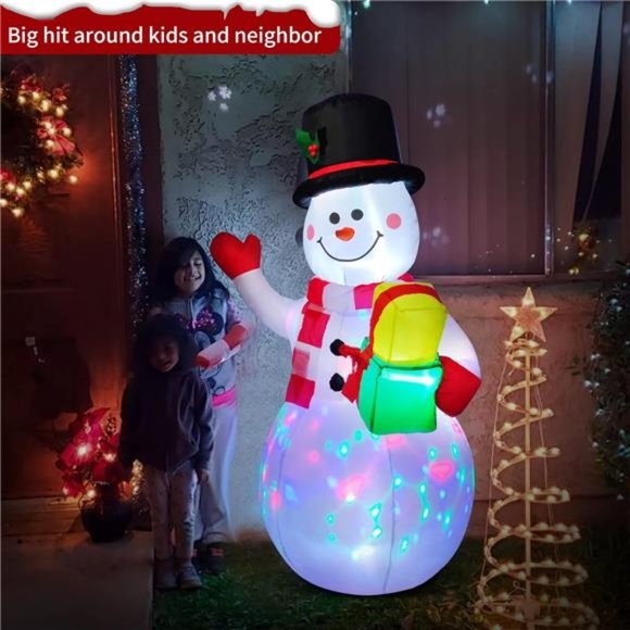 5 Foot Inflatable Snowman w/Colored LEDs, Christmas Inflatables With Lights - Picture 3 of 7